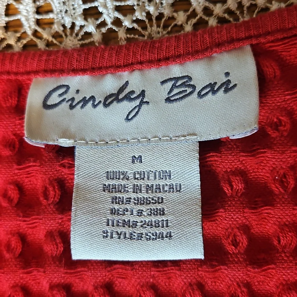 Vintage Cindy Bai Thick Waffle Knit Button- Up Cardigan With Front Pockets - Picture 4 of 11